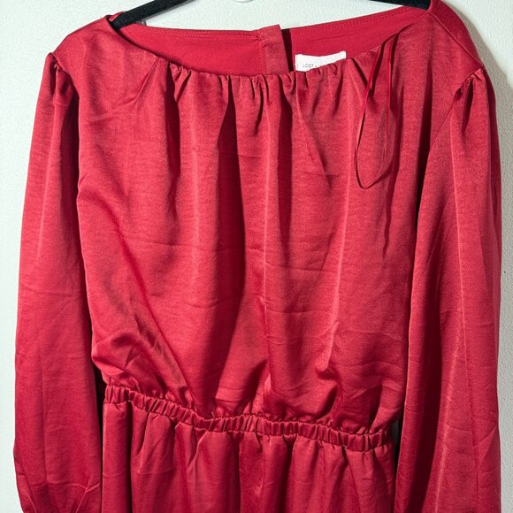 NWT Lost + Wander Womens Dark Red Emerald Mini Dress XL Open Back XMAS Holiday - Picture 5 of 15